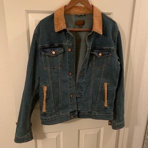 ASOS DESIGN skinny denim jacket with cord collar